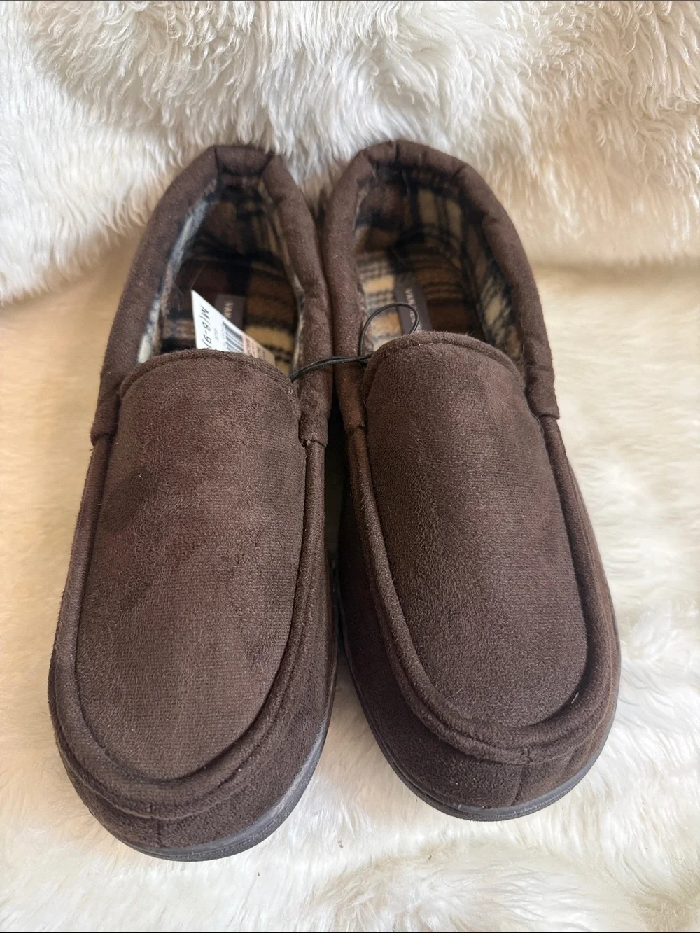 Van Heusen Bert Men’s Brown Moccasin Slippers Size M 8–9 NWT